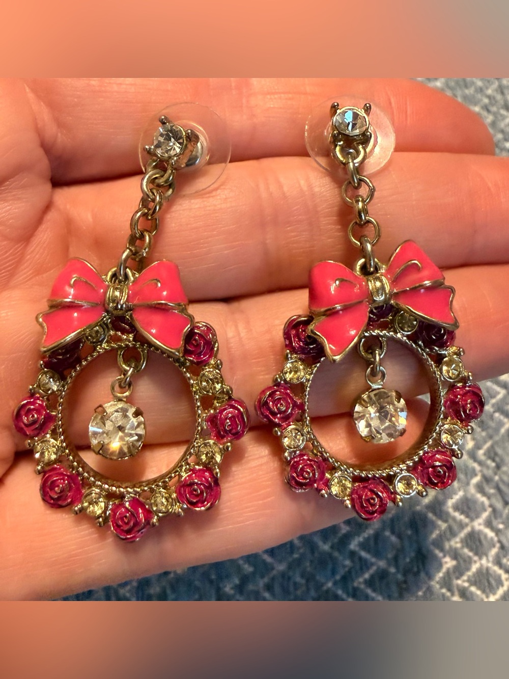 Betsey Johnson “Rose Garden” Wreath Drop Earrings
